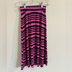 Cherokee Girls Pink and Navy Striped Maxi Skirt Size 7-8